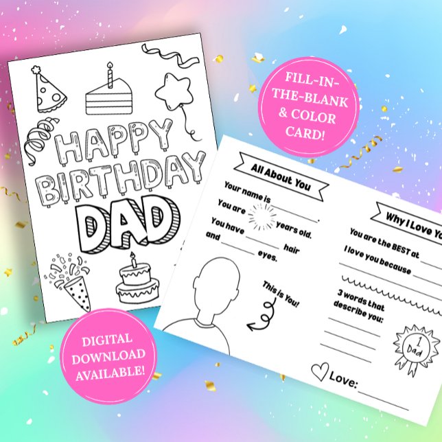 Tarjeta Birthday Card for Dad: Fill in the blank (Subido por el creador)