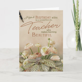 Tarjeta Birthday Card For Teachers With Pastel Floral 