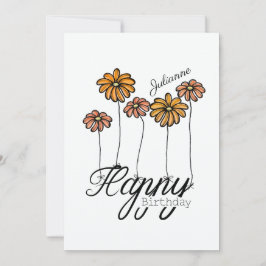 Tarjeta Birthday Card w Orange Flower Balloons and Name