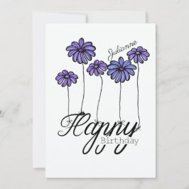 Tarjeta Birthday Card w Purple Flower Balloons and Name