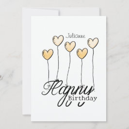 Tarjeta Birthday Card With Yellow Heart Balloons And Name