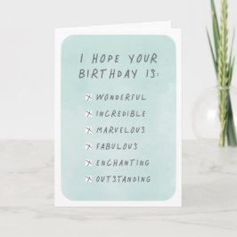 Tarjeta Birthday Checklist Greeting Card