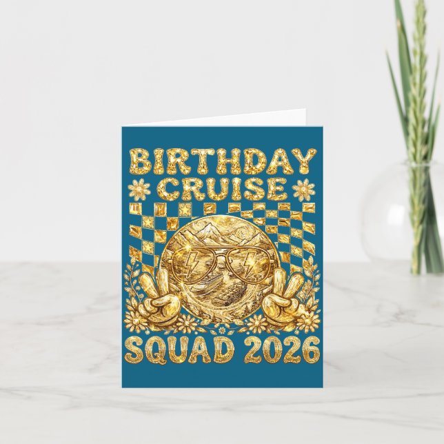 Tarjeta Birthday Cruise Squad 2026 Golden Party Cruising V (Anverso)