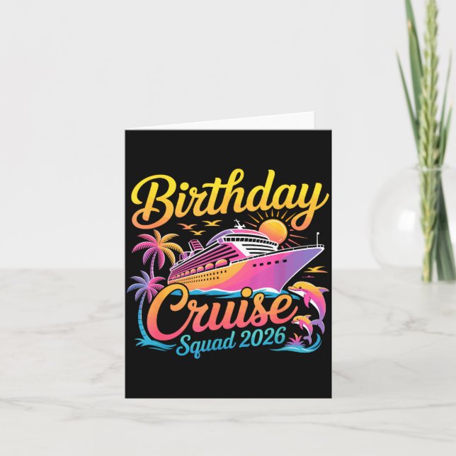 Tarjeta Birthday Cruise Squad 2026 Vacation Summer Trip Fa (Anverso)