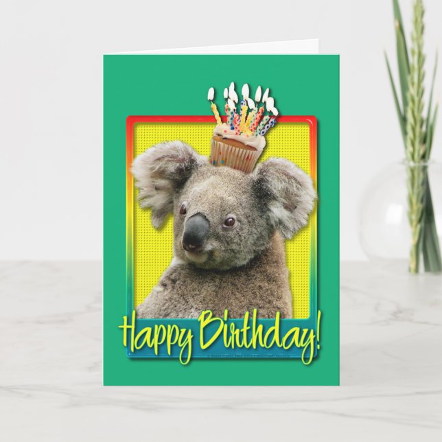 Tarjeta Birthday Cupcake - Koala (Anverso)