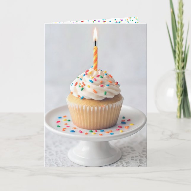 Tarjeta Birthday Cupcake with a Candle (Anverso)
