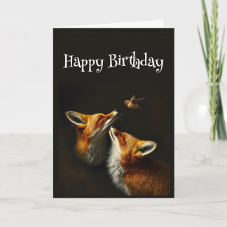 Tarjeta Birthday Cute Fox Bird Animals