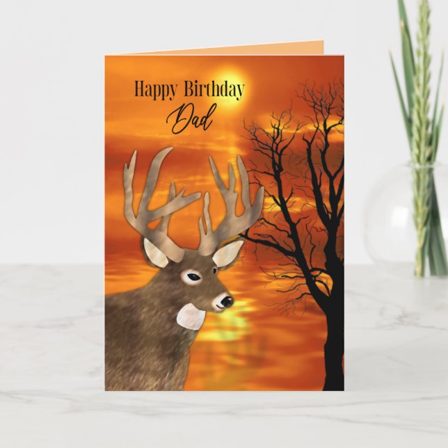 Tarjeta Birthday Dad Large Buck Sunset Nature Scen (Anverso)