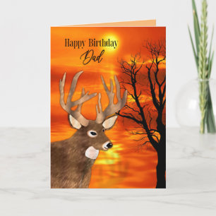 Tarjeta Birthday Dad Large Buck Sunset Nature Scen