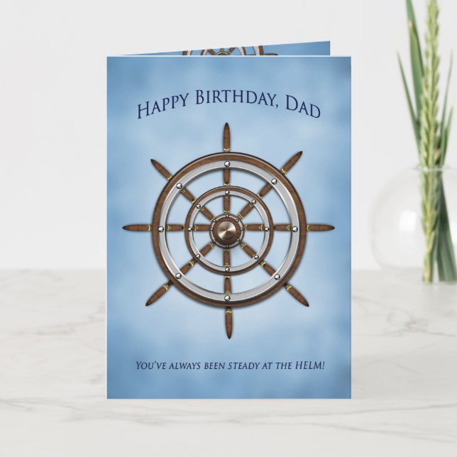 Tarjeta Birthday, DAD, Ship's Wheel, Helm (Anverso)