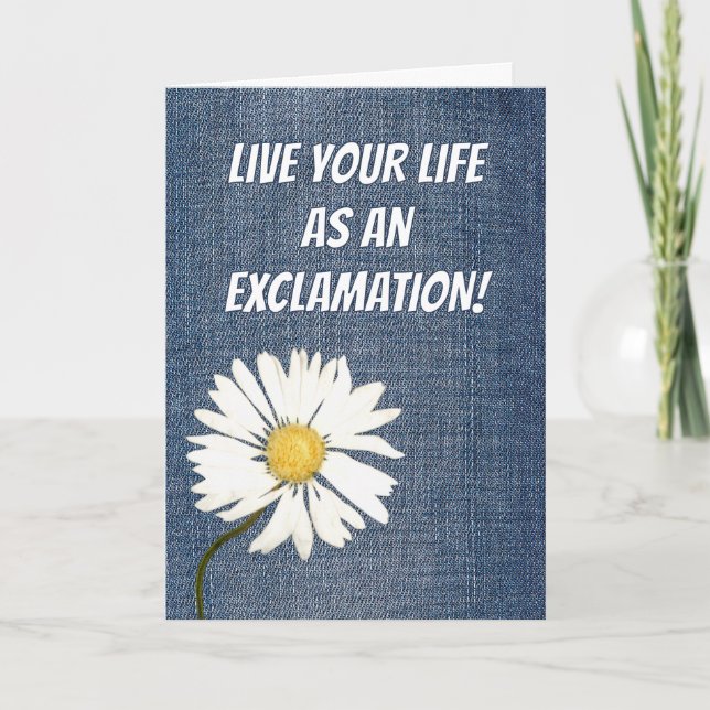 Tarjeta Birthday Daisy On Denim Fabric  (Anverso)