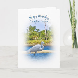 Tarjeta Birthday, Daughter-in-law, Great Egret