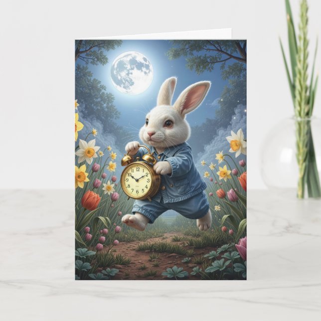 Tarjeta Birthday Daylight Saving Time Bunny (Anverso)