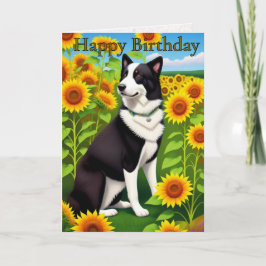 Tarjeta Birthday Dog with Sunflower 