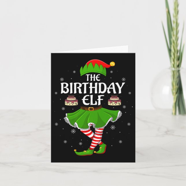 Tarjeta Birthday Elf Christmas Family Girls Women Elf Squa (Anverso)