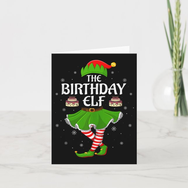 Tarjeta Birthday Elf Christmas Family Girls Women Elf Squa (Anverso)