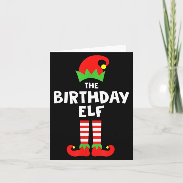 Tarjeta Birthday Elf Matching Group Family Holiday Christm (Anverso)