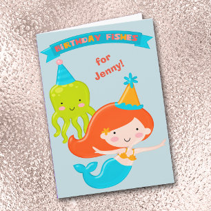 Tarjeta Birthday Fishes Mermaid Personalized Card