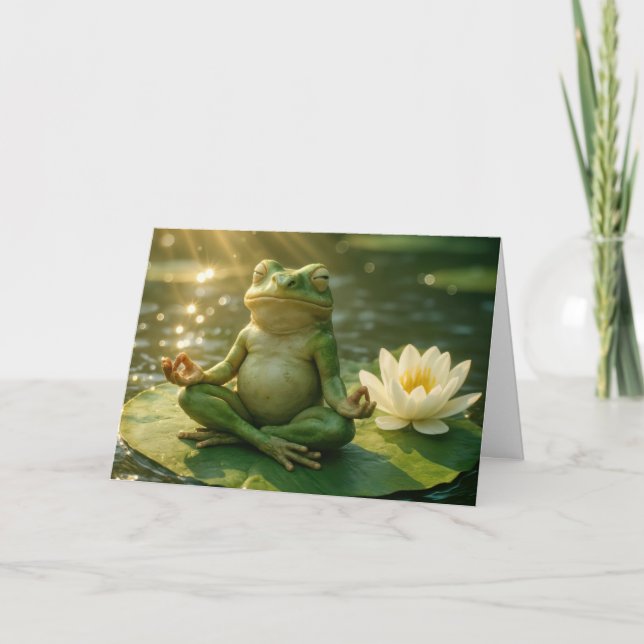 Tarjeta Birthday Frog Meditating On a Lily Pad (Anverso)