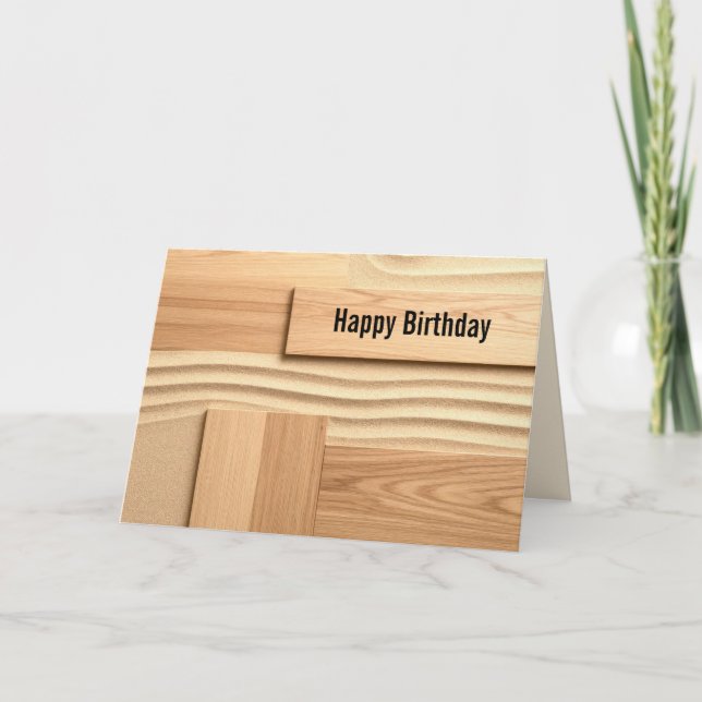 Tarjeta Birthday Geometric Wood On Sand Design (Anverso)
