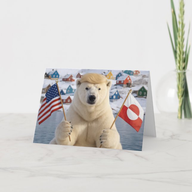 Tarjeta Birthday Greenland Polar Bear With Trump Hairstyle (Anverso)