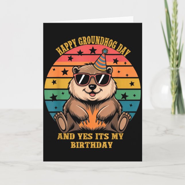 Tarjeta Birthday Happy Groundhog Day Lovers Boys Girls Wom (Anverso)