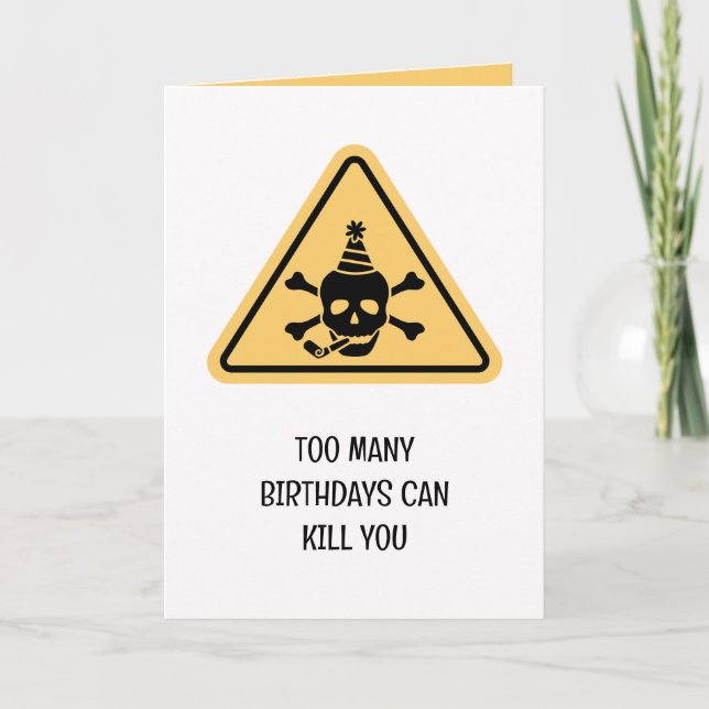 Tarjeta Birthday hazard caution sign punny birthday card (Anverso)