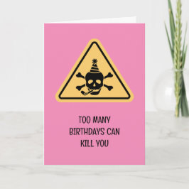 Tarjeta Birthday hazard caution sign punny birthday card