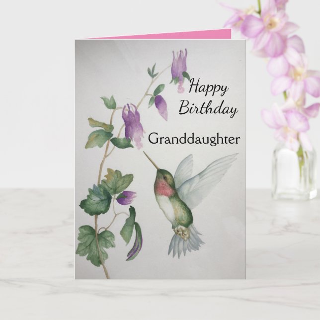 Tarjeta Birthday Hummingbird Garden (Orquídea)