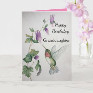 Tarjeta Birthday Hummingbird Garden