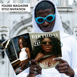 Tarjeta Birthday Party Magazine Cover Photos Invitation