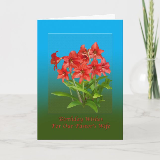 Tarjeta Birthday, Pastor’s Wife, Red Day Lilies (Anverso)