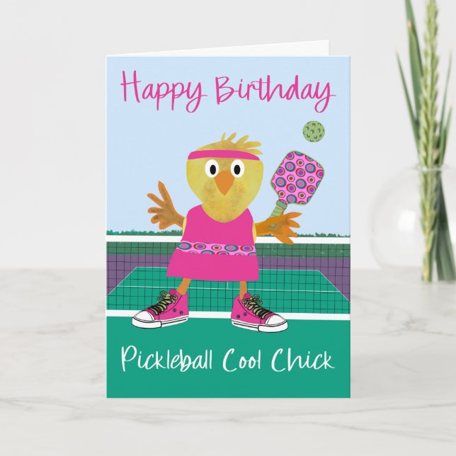 Tarjeta Birthday Pickleball Cool Chick (Anverso)