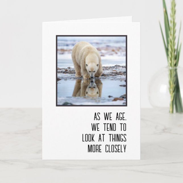 Tarjeta Birthday Polar Bear Looking at its Reflection (Anverso)