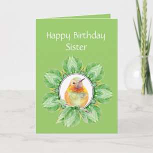 Tarjeta Birthday Rufous Hummingbird Personalizado hermana