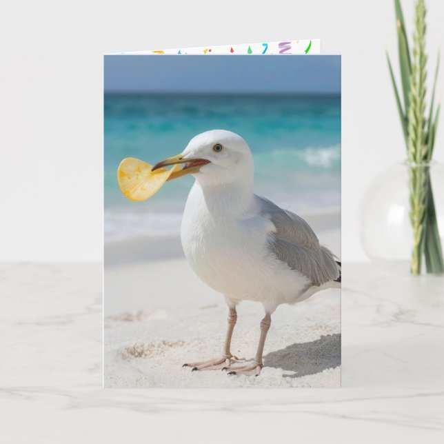 Tarjeta Birthday Seagull with a Potato Chip (Anverso)