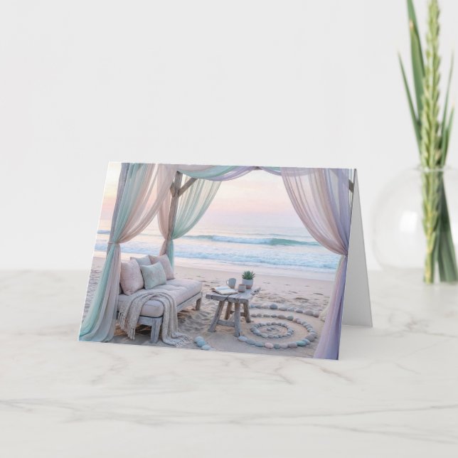 Tarjeta Birthday Seaside Gazebo With Couch (Anverso)
