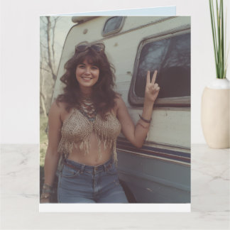 TARJETA BIRTHDAY SEXY HIPPIE GIRL OFF GRID GREETING CARD