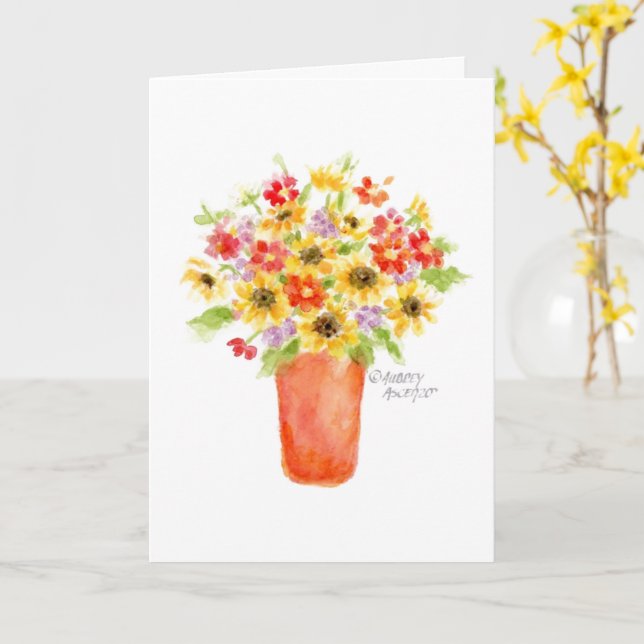 Tarjeta Birthday Sunflower Vase Religious Greeting Card (flor amarilla)