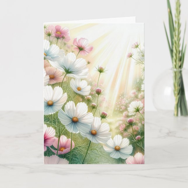 Tarjeta Birthday Sunny Cosmos Garden (Anverso)