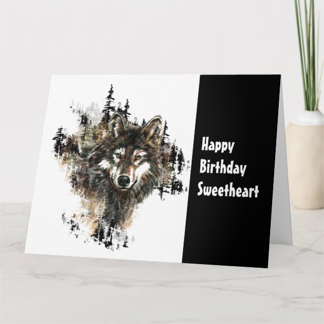 Tarjeta Birthday Sweetheart Wild Thing Wolf Humor Art (Anverso)