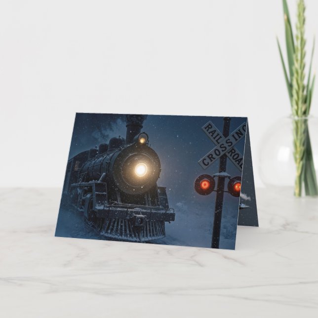 Tarjeta Birthday Vintage Snow Train (Anverso)