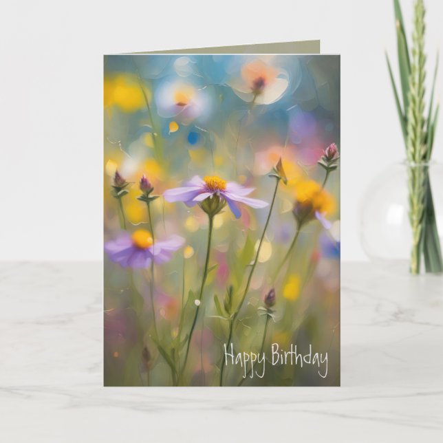 Tarjeta Birthday Whimsy Wildflowers (Anverso)