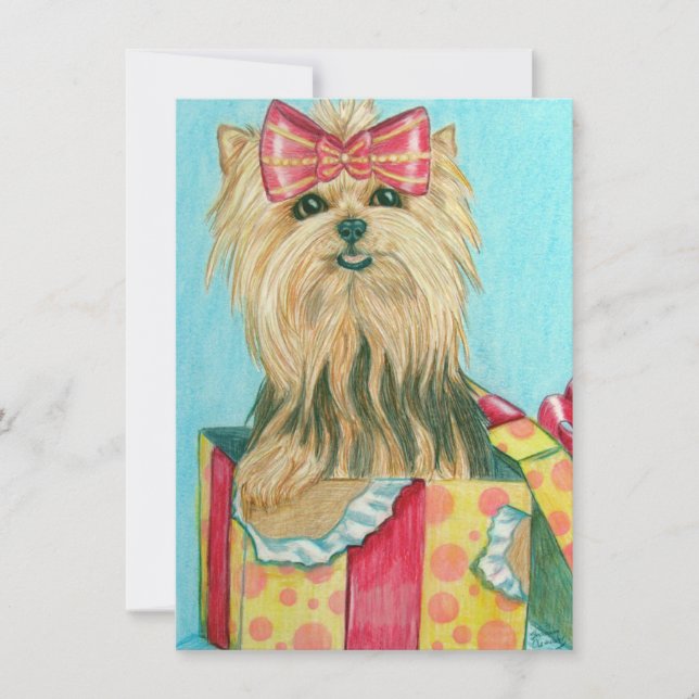 Tarjeta Birthday Yorkie (Anverso)