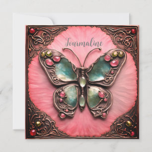 Tarjeta Birthstone Tourmaline Butterfly Arte metalizado