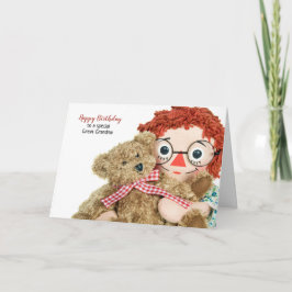 Tarjeta bisabuelo de la abuela genial muñeca rag con teddy