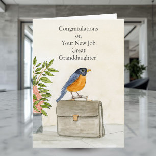 Tarjeta Bisnieta Felicitaciones Nuevo Trabajo Robin