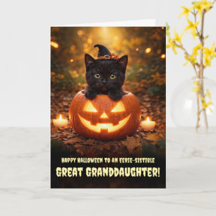 Tarjeta Bisnieta Feliz Halloween Gatito Adorable