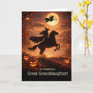 Tarjeta Bisnieta Halloween Caballo Brujas Luna
