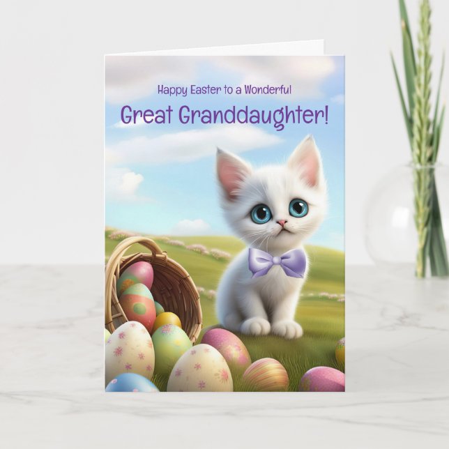 Tarjeta Bisnieta Lindo Easter con Gatito  (Anverso)